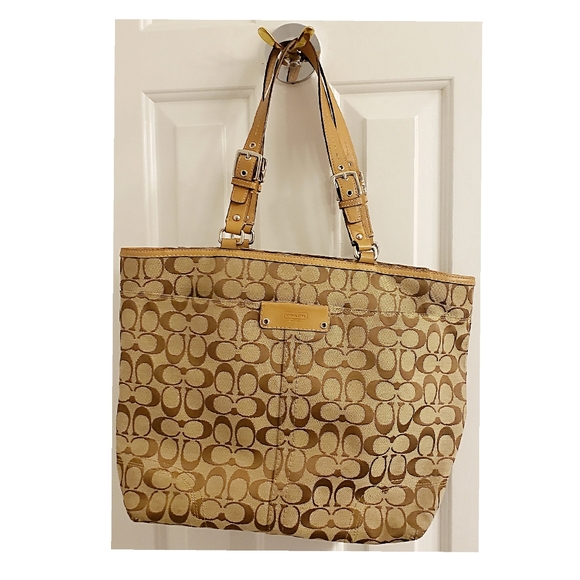 Original neutral C print COACH large carrying bag - Picture 1 of 3